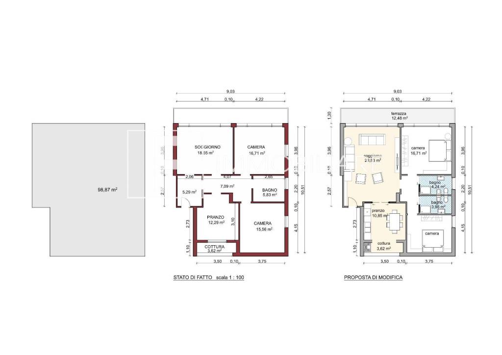 Proposta rimodulazione spazi interni