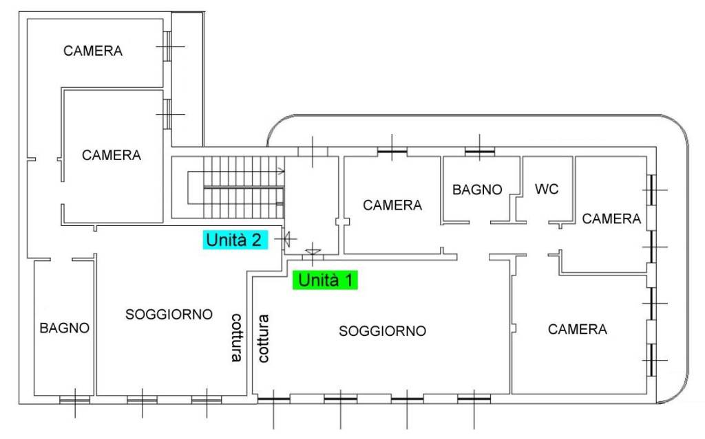 PLANIMETRIA UNITA' 1 e 2 PIANO PRIMO