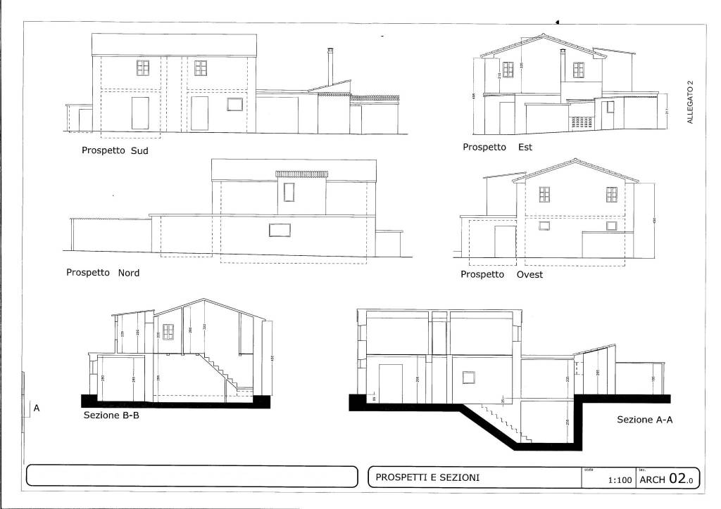 prospetti casale con annessi