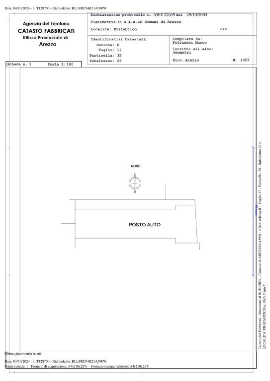 Planimetria posto auto villetta Pratantico 1