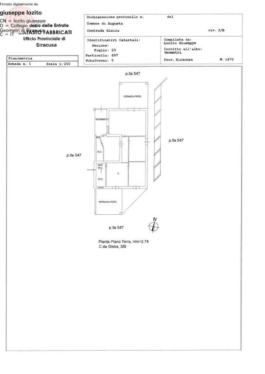 PLANIM. CATASTALI-signed 1
