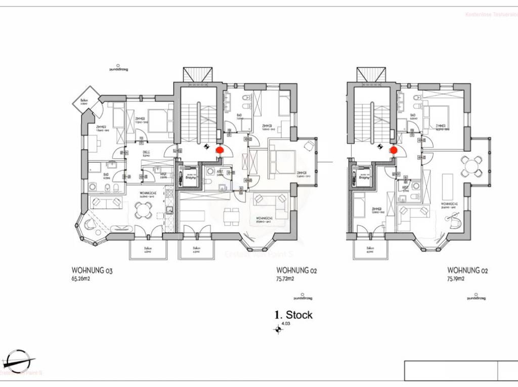 W2-Variante: Bellissimo, ampio trilocale con balcone, primo piano - Planimetria 1