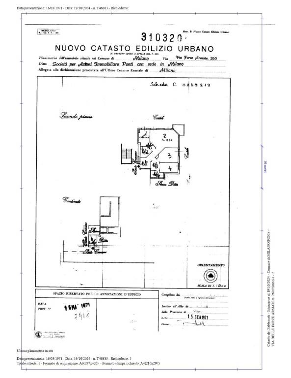 Planimetria appartamento con cantina Milano via Fo