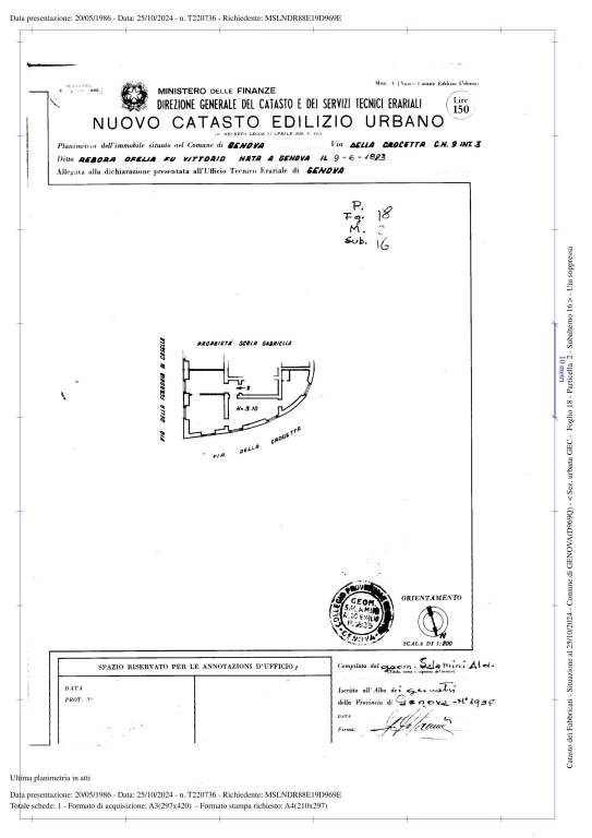 Planimetria Via della Crocetta 9 1