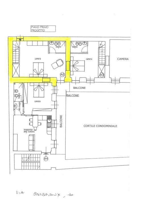 Piantina via Barbaroux, 10 bilivelli A2 (1°p)