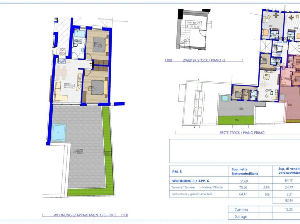 W6: Nuovo trilocale spazioso, ampia terrazza e piccolo giardino privato - Planimetria 1