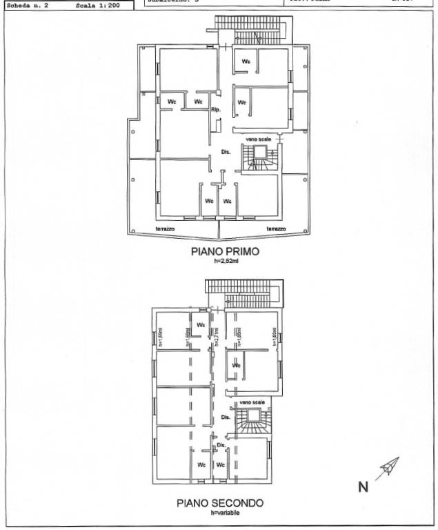 Planimetria catastale piani 1° - 2°