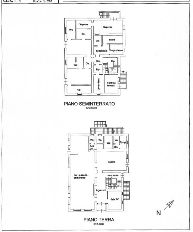 Planimetria catastale piani S-1, T