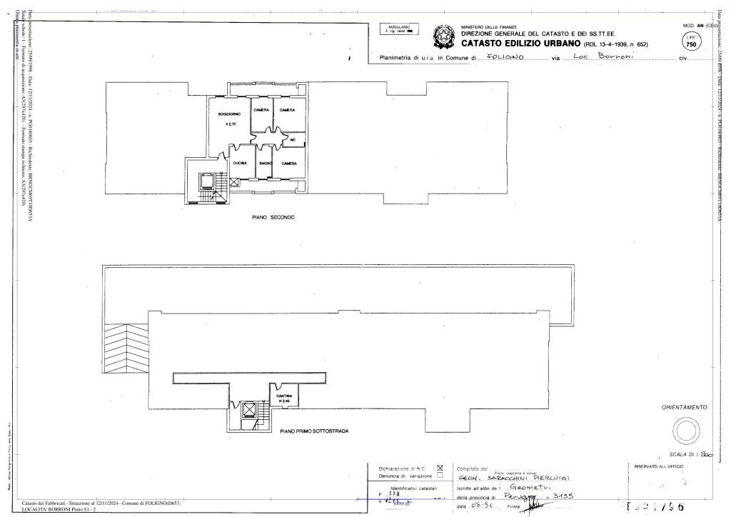 Planimetria appartamento e cantina