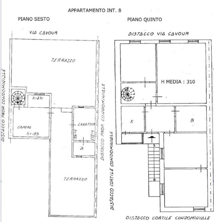 Planimetria Via Cavour 154, piano 5 e 6