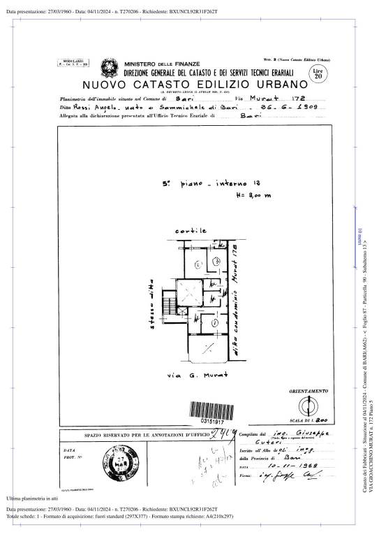 Planimetria appartamento in via Gioacchino Murat 1