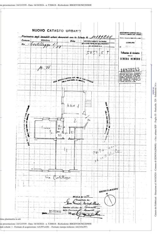 planimetria catastale VIA FABIO DA PERSICO n. 1 1