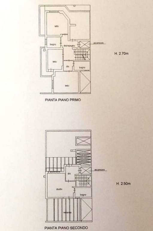 Planimetria piano primo e secondo