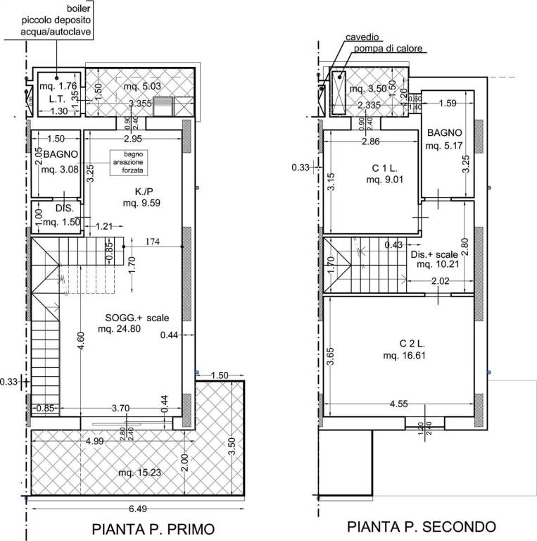 Planimetria piano primo/secondo