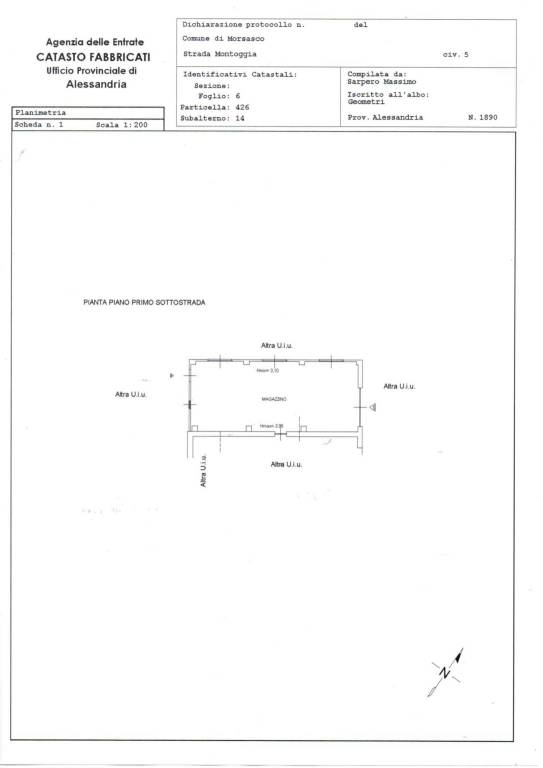 Piantina catastale magazzino 1