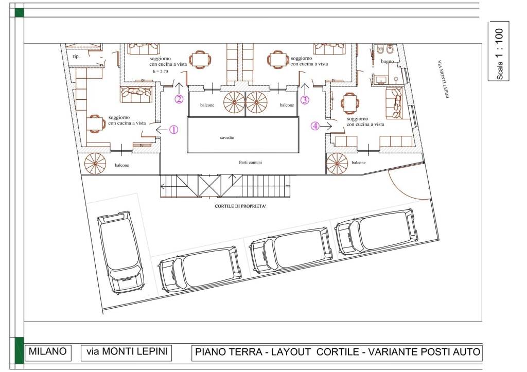 VIA MONTI LEPINI -  CORTILE E POSTI AUTO - VARIANT