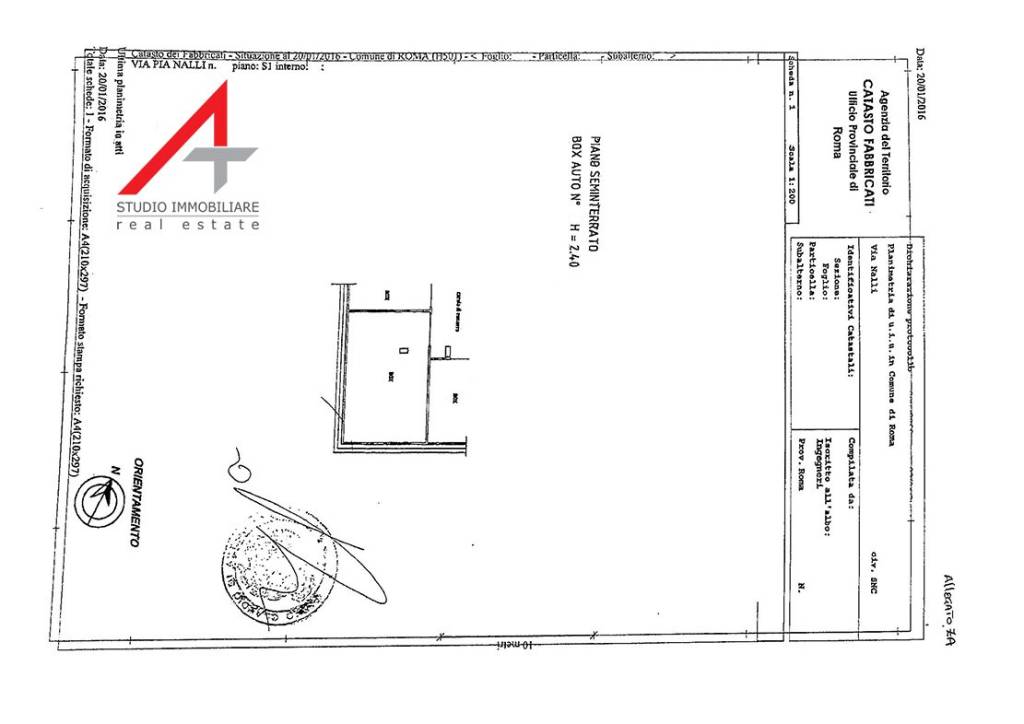 Planimetria catastale abitazione box