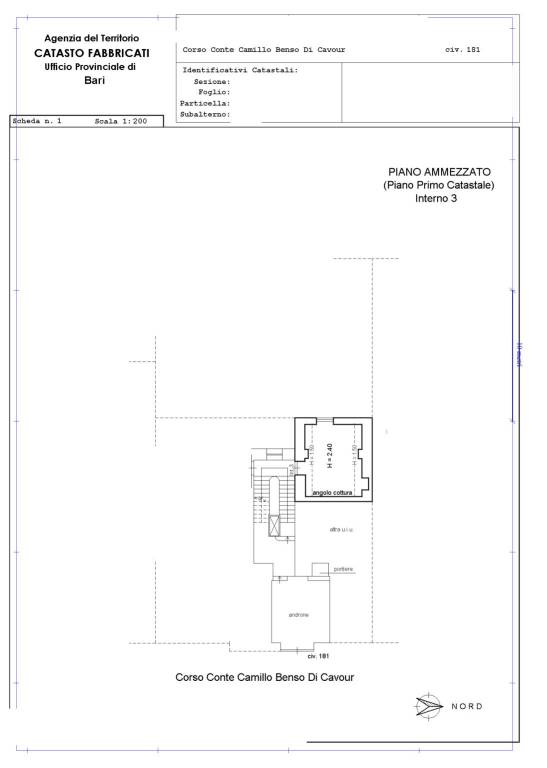 Planimetria Piano ammezzato - Corso Cavour 181