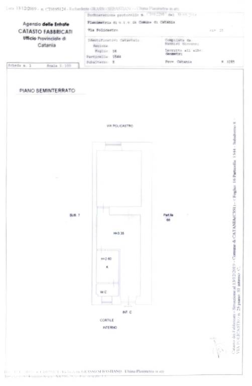 Planimetria catastale Via Policastro 1