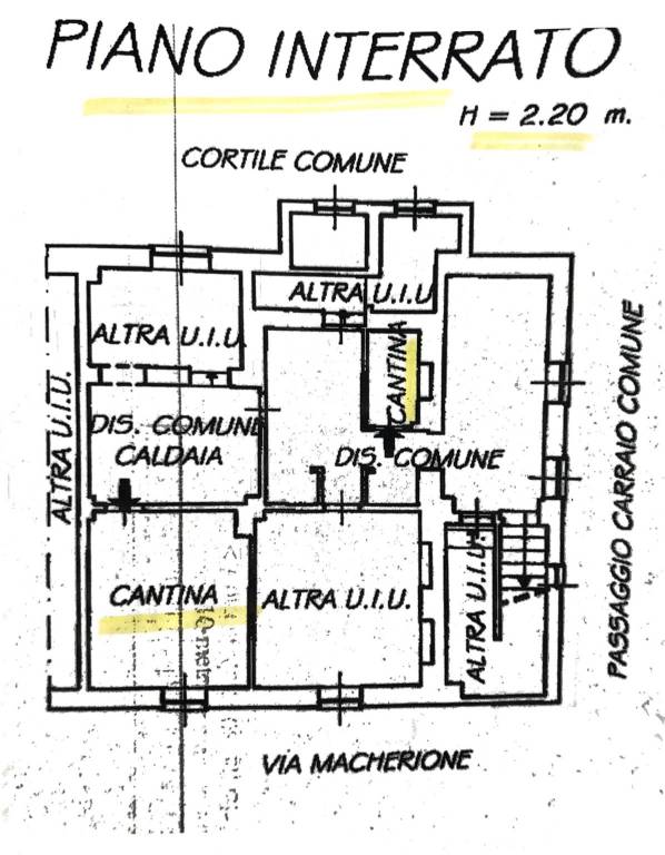 planimetria locale interrato cantine