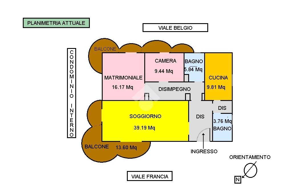 planimetria attuale con le misure