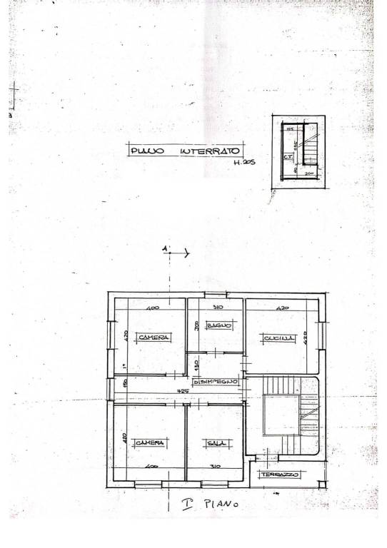 Planimetria piano primo e cantina 1