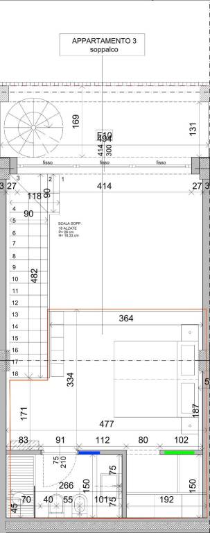 planimetria trilocale piano superiore con disposiz