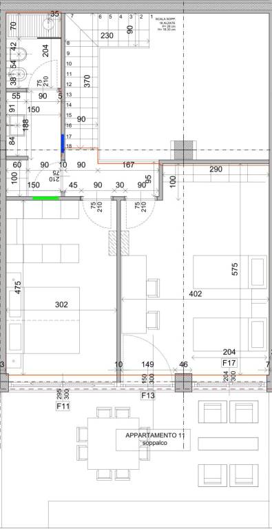 planimetria quadrilocale piano superiore con dispo