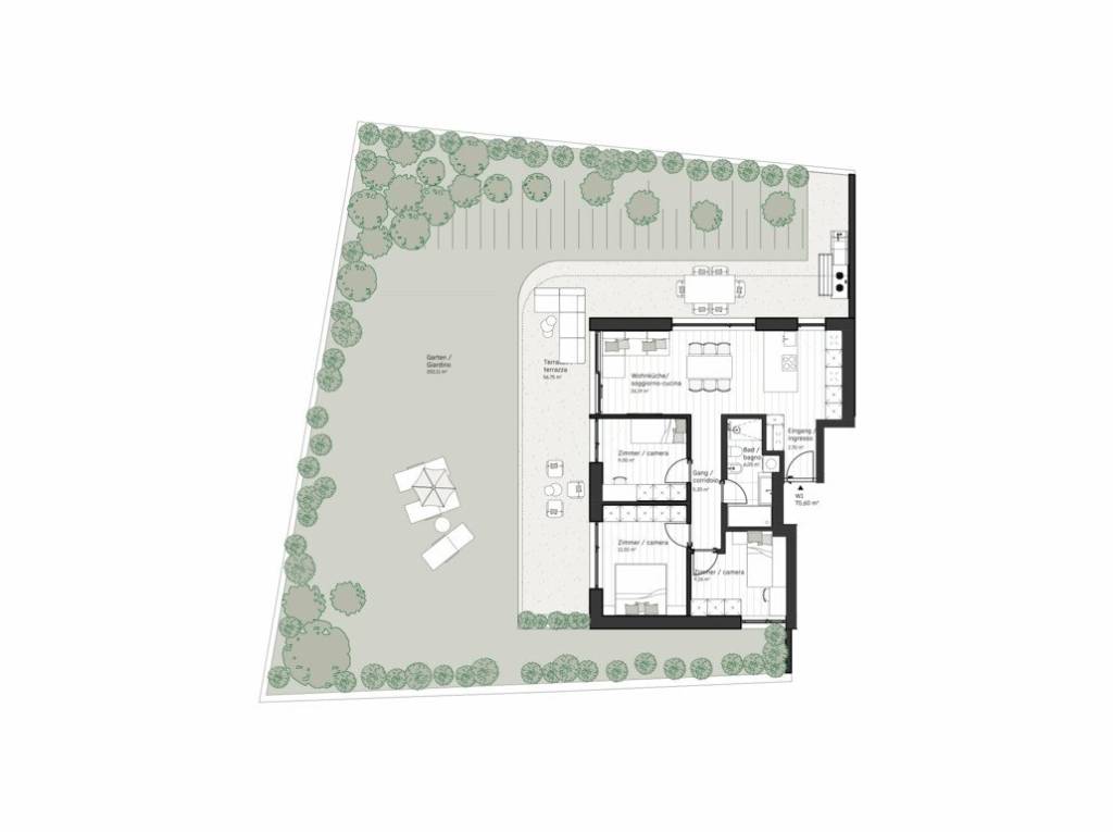 W1: Nuovo, splendido quadrilocale con ampio giardino privato  - Planimetria 1