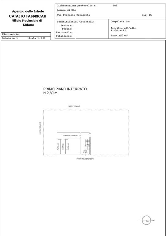 PLANIMETRIA CATASTALE S1 - cantina