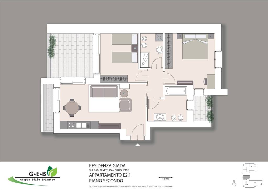 E2.1 - Trilocale - Residenza Giada - Planimetria a