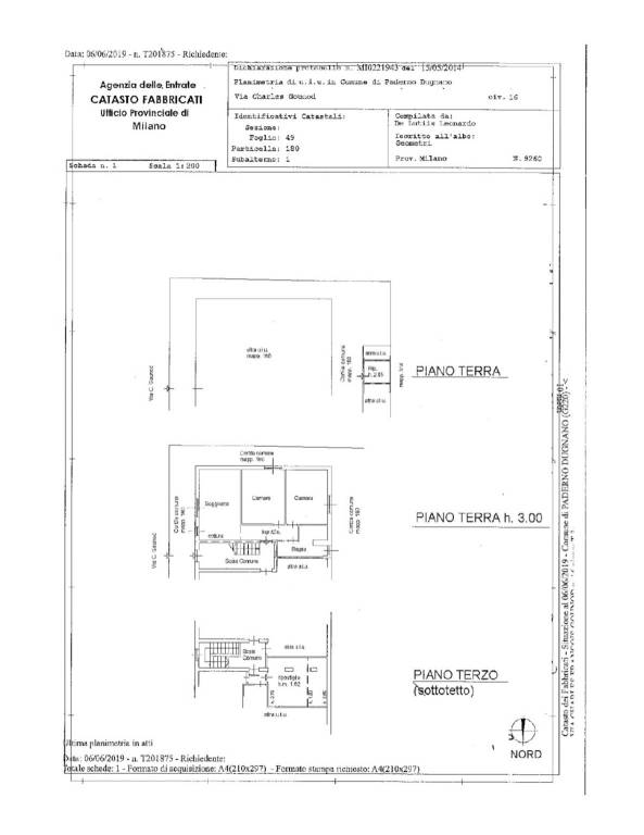 Planimetria appartamento con cantina e solaio Pade