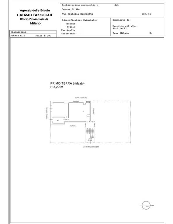 Planimetria appartamento Rho via Fratelli Bronzett