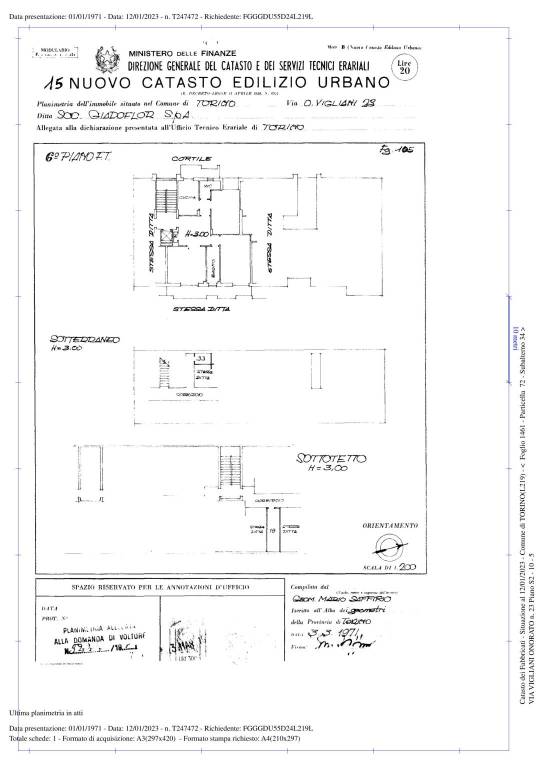 planimetria Torino F 1461 n 72 s 34 alloggio  1