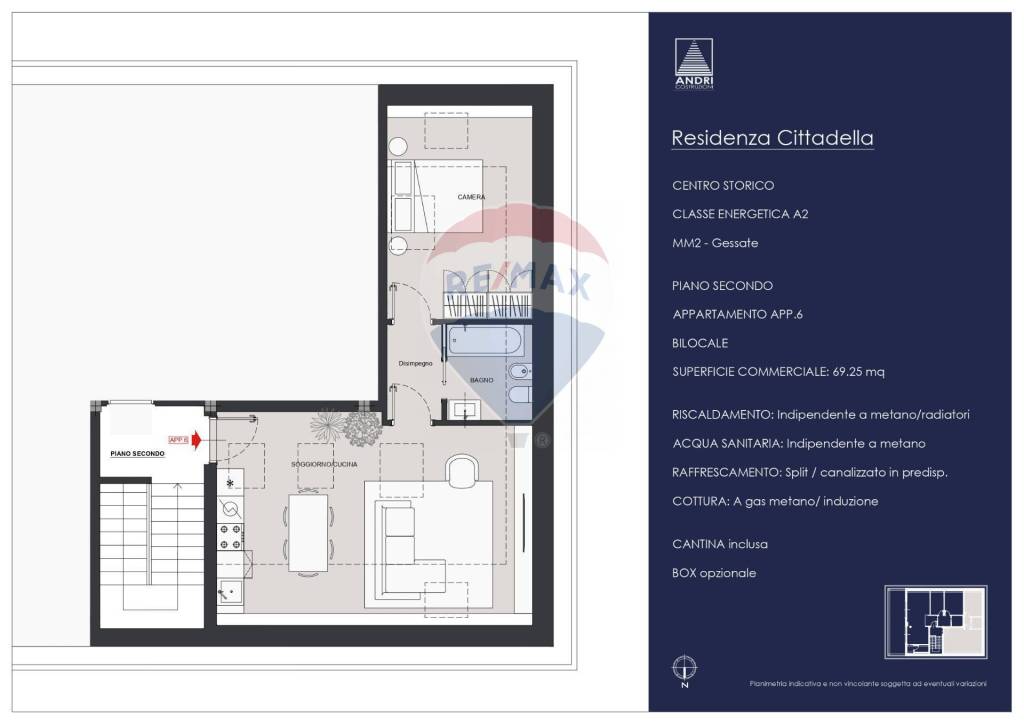 Planimetria 2 locali attico