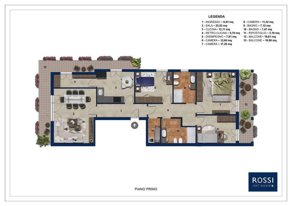 Planimetria commerciale appartamento piano 1°