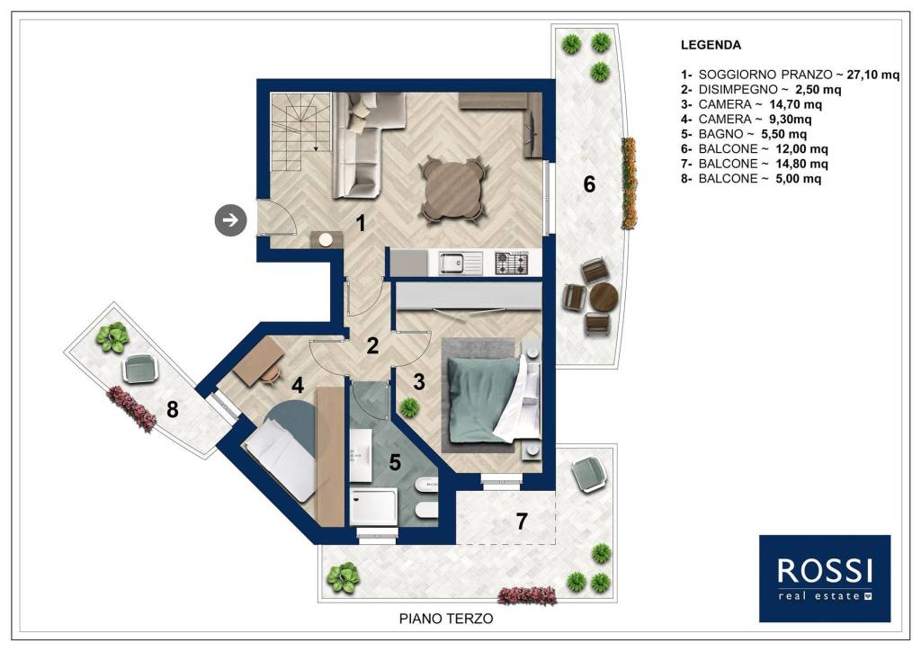 Planimetria commerciale piano 3°