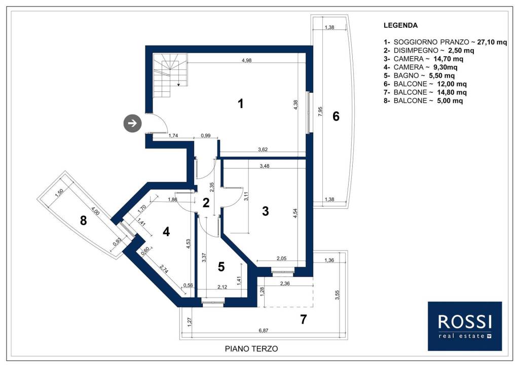 Planimetria architettonica piano 3°