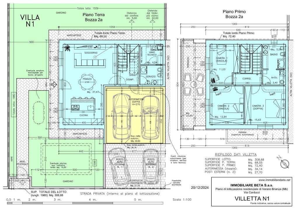 Villetta N1 - Versione 2a (69+72 mq) - Piante 20-1