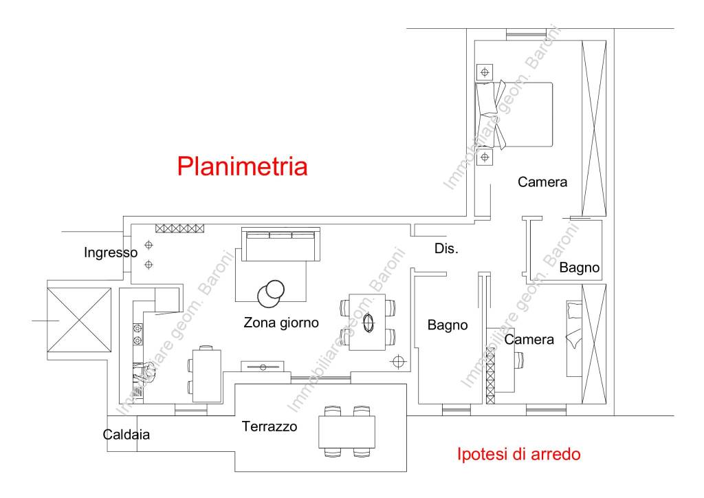 Planimetria con ipotesi di arredo