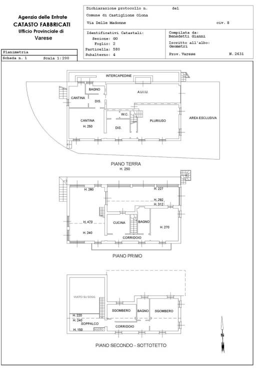 Planimetria via delle madonne 8, Castiglione Olona