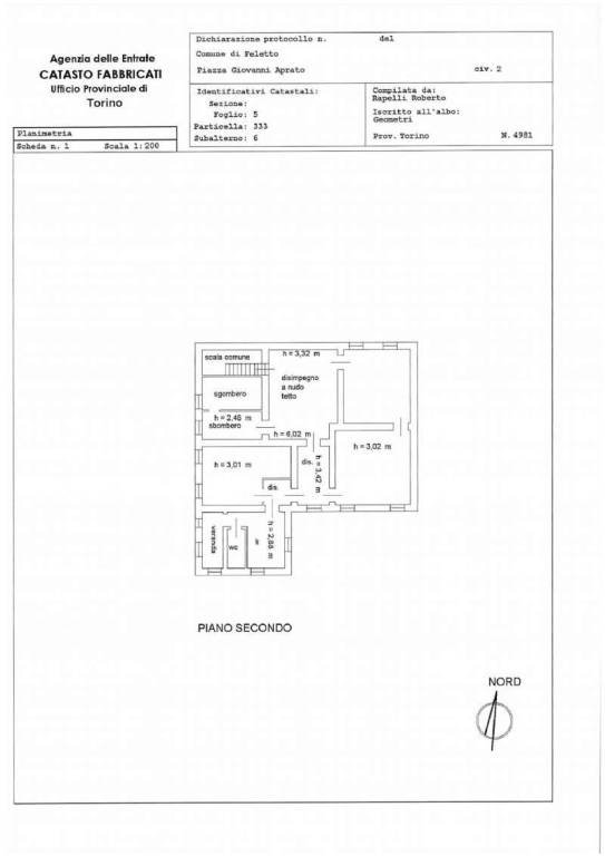 planimetria piano secondo sub 6