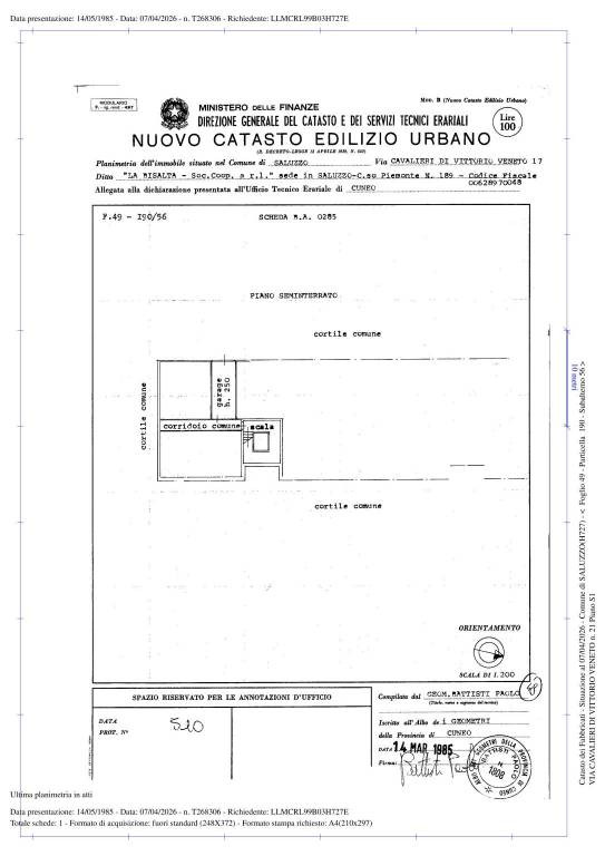 Planimetria catastale garage 1