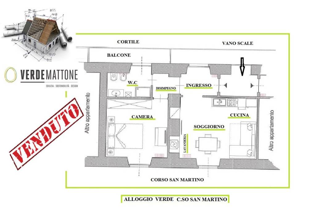 Cso s martino 4 planimetr arredi MODIFICATA verde 