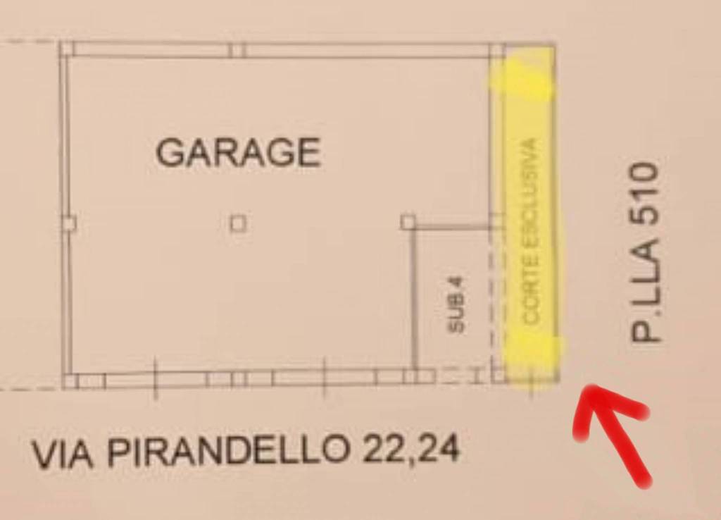 scheda garage in vendita con indicazione corridoio