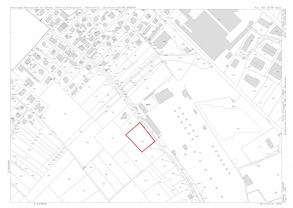 mappa catastale cislago terreni Via Mazzini vecchi