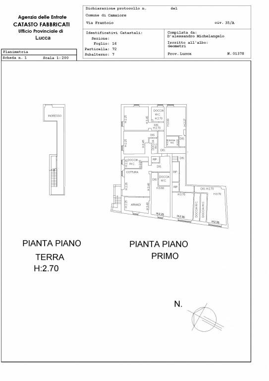 PLANIMETRIA FG.16 MAPP. 72 SUB. 7 1
