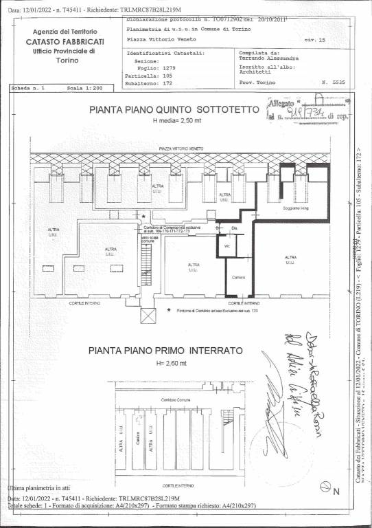 Planimetria Appartamento Piazza VIttorio 1