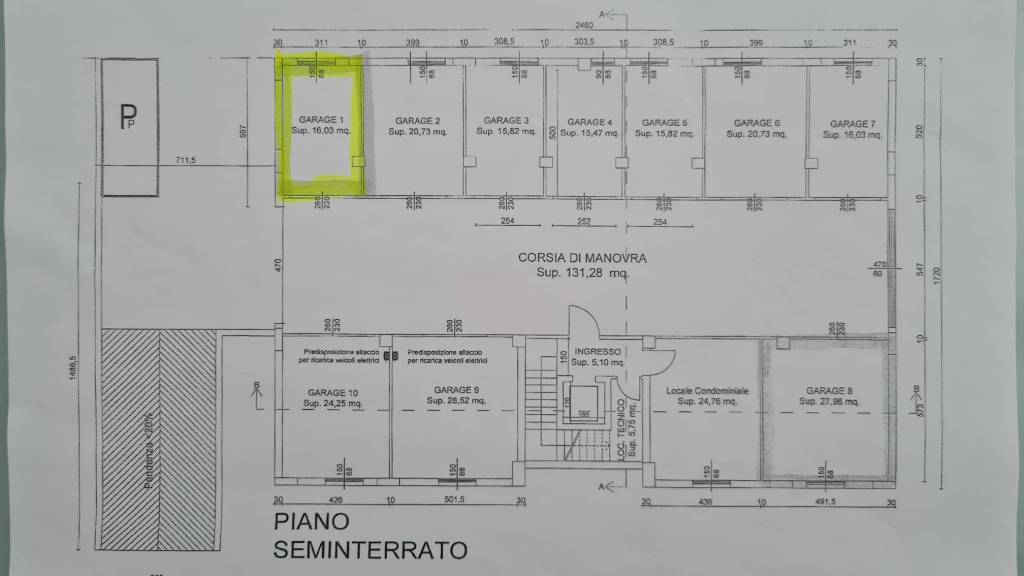 Planimetria garage P. Seminterrato