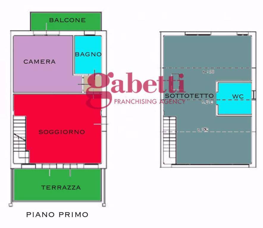 Tirrenia Pisa appartamento ingresso indipente primo piano bilocale mansarda balcone terrazzo posto auto_pianta.jpg
